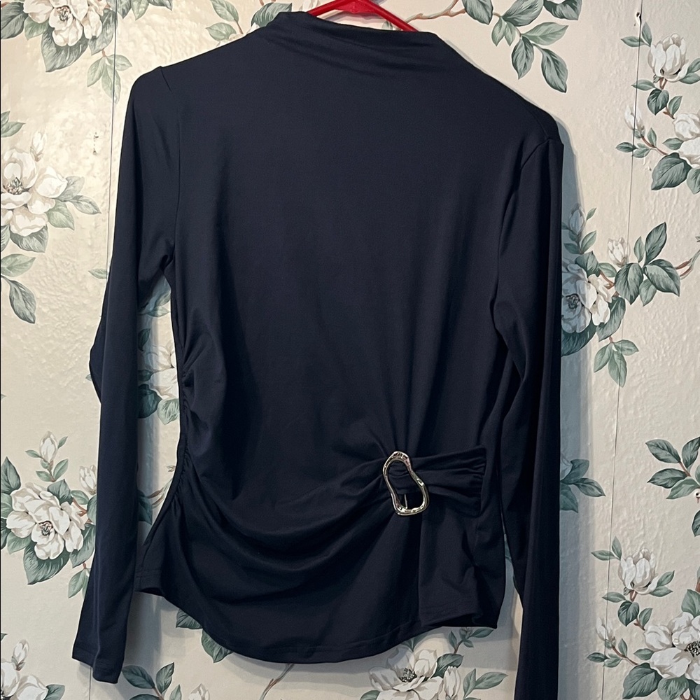 💁‍♀️WOMENS Navy Long-Sleeve Women's Top with Decorative Buckle